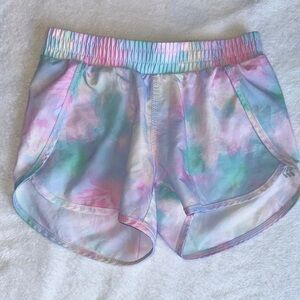 Girls running Pastel Tie-Dye Shorts